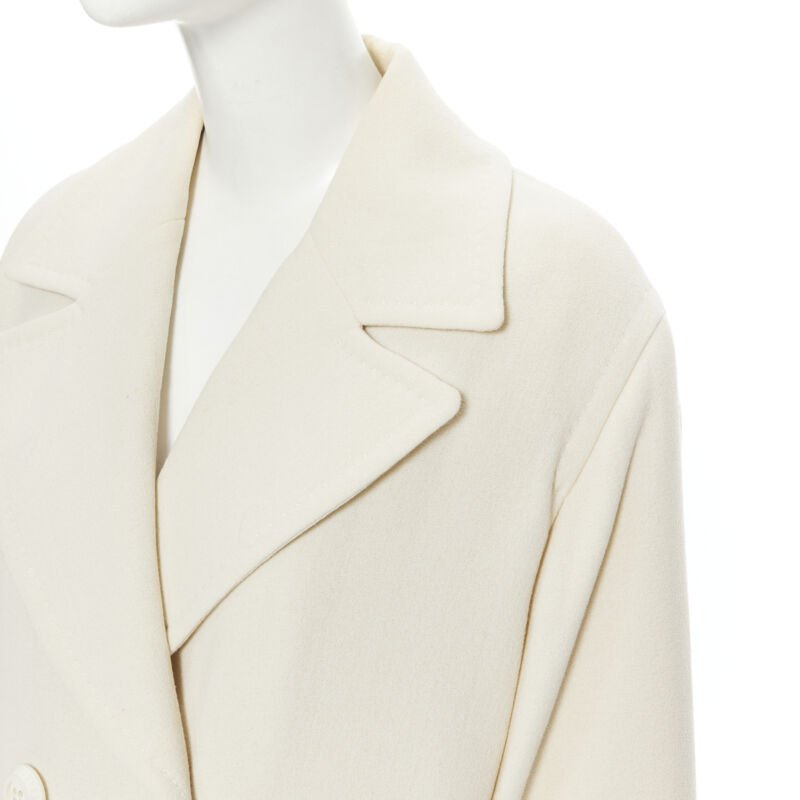 GIANFRANCO FERRE STUDIO ivory wool crepe double breasted coat jacket IT42 M