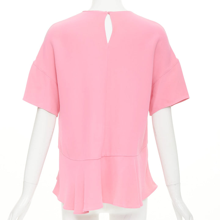 VALENTINO light pink silk crepe short flared dropped waist peplum blouse IT40 S