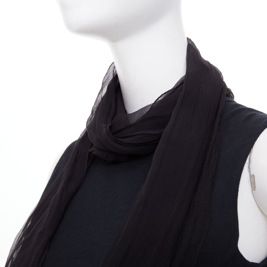 CHRISTIAN DIOR John Galliano black sheer silk chiffon wrap sash tank top FR38 M