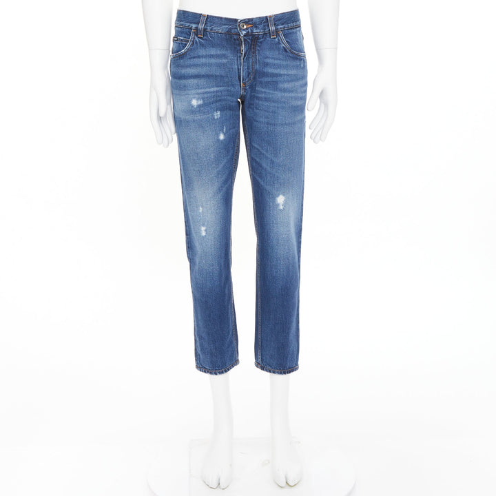 DOLCE GABBANA Martini mid blue distressed cotton denim jeans IT48 M
