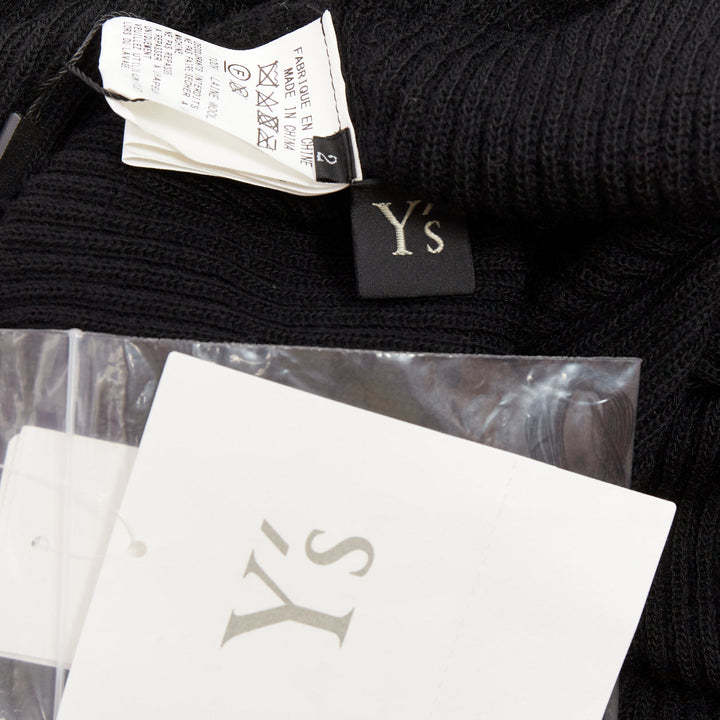 Y'S YOHJI YAMAMOTO black  wool laced up handkerchief hem sweater JP2 M