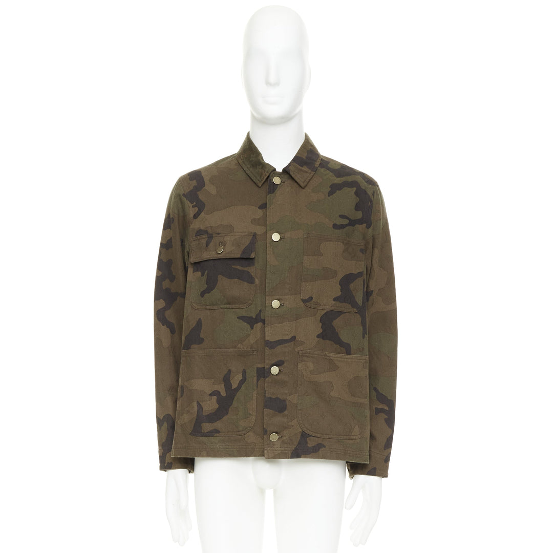rare LOUIS VUITTON SUPREME 2017 green monogram camo jacquard chore jacket FR44