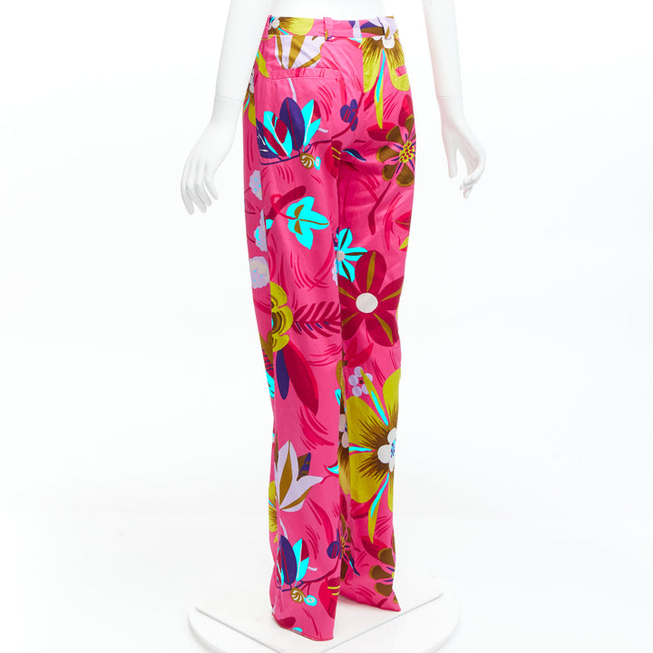 GUCCI 1999 Tom Ford Vintage pink tropical floral straight pants IT40 S
