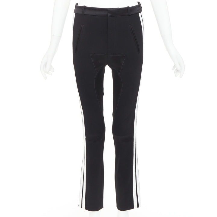 BALENCIAGA 2007 black white striped panelled bicycle inspired pants FR36 S
