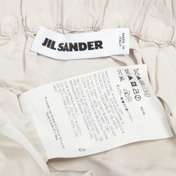 JIL SANDER light grey shiny taffeta 3D deconstructed A-line midi skirt FR34 XS
