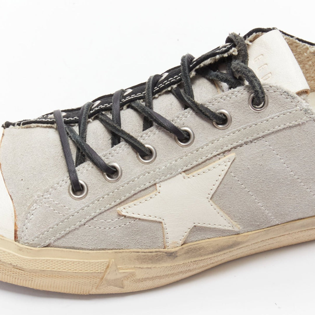 GOLDEN GOOSE VSTAR2 bicolor grey black distressed leather sneakers EU40