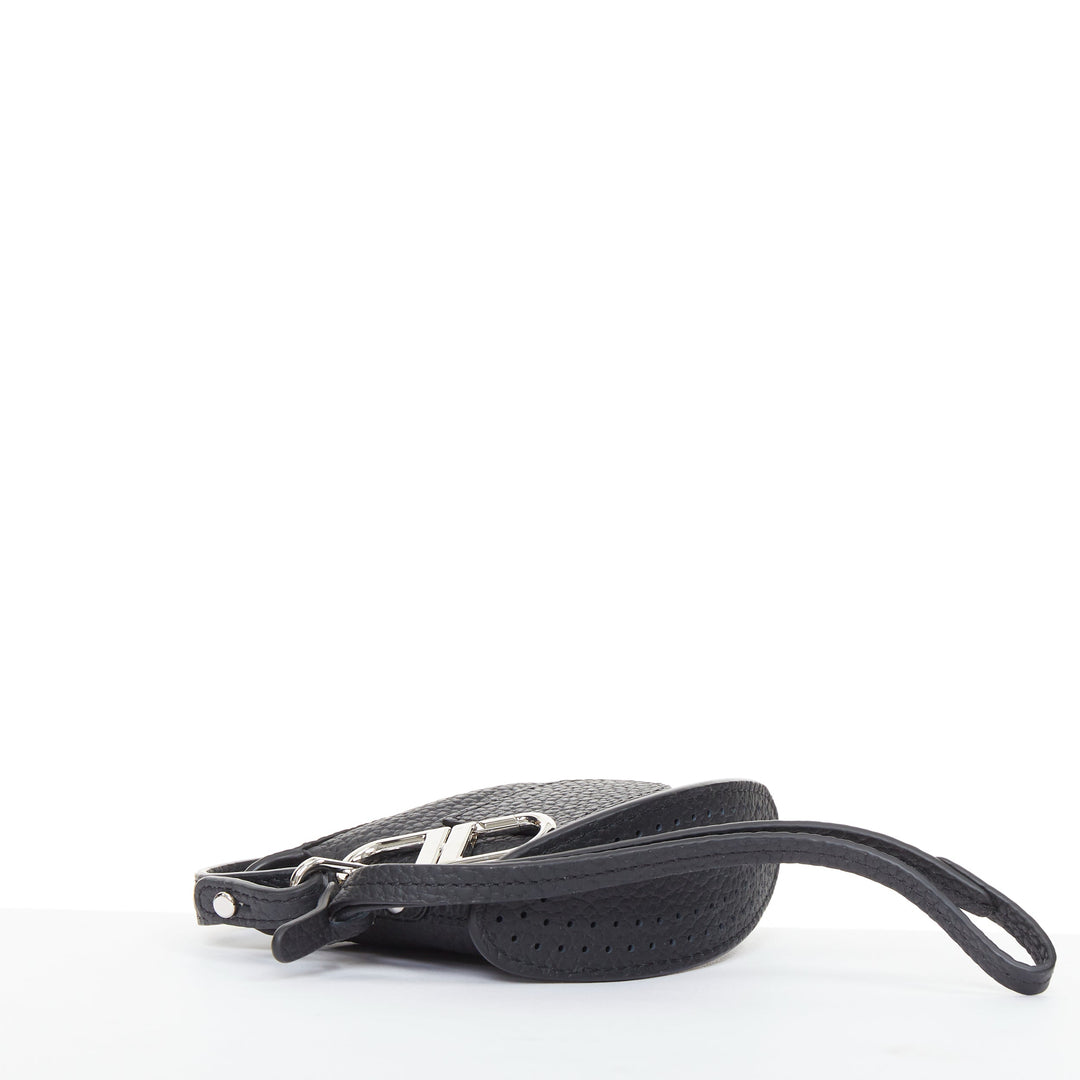 DELVAUX Pin Mini Bucket black taurillon soft leather silver hardware bag charm