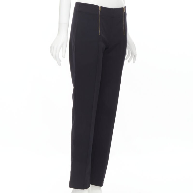 THE ROW black modal cotton dual gold zipper minimal legging pants XSXS