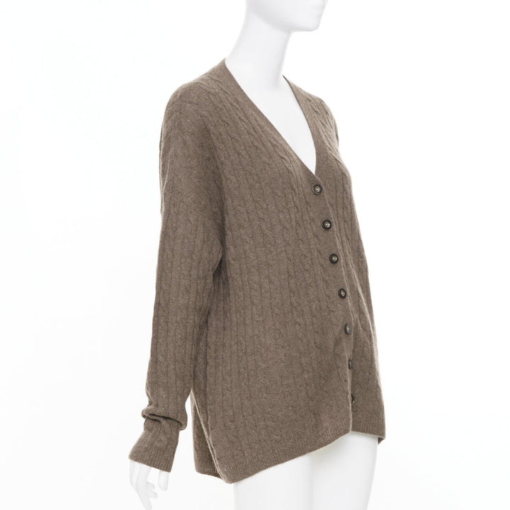 REFORMATION Giusta brown recycled cashmere blend cable knit cardigan sweater XS