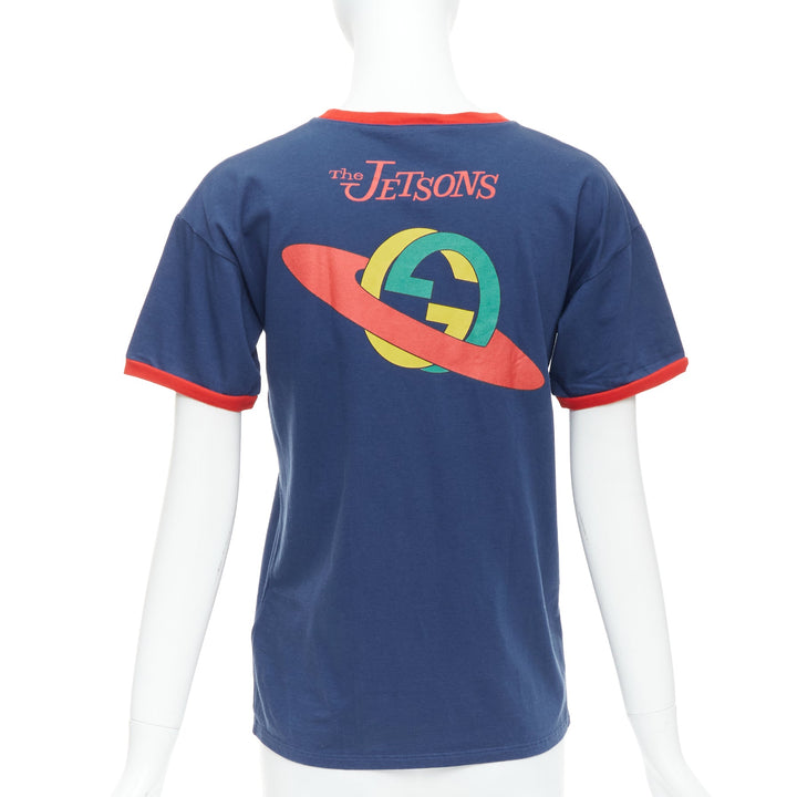 GUCCI KIDS The Jetsons navy logo print dog red ringer tshirt 12Yr