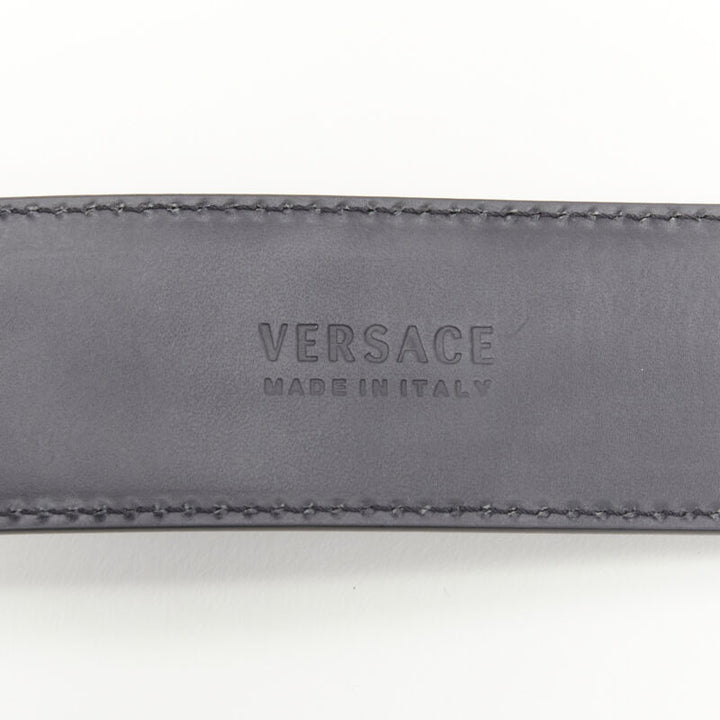 VERSACE Runway Medusa gold chain silver buckle leather belt 110cm 42-46"