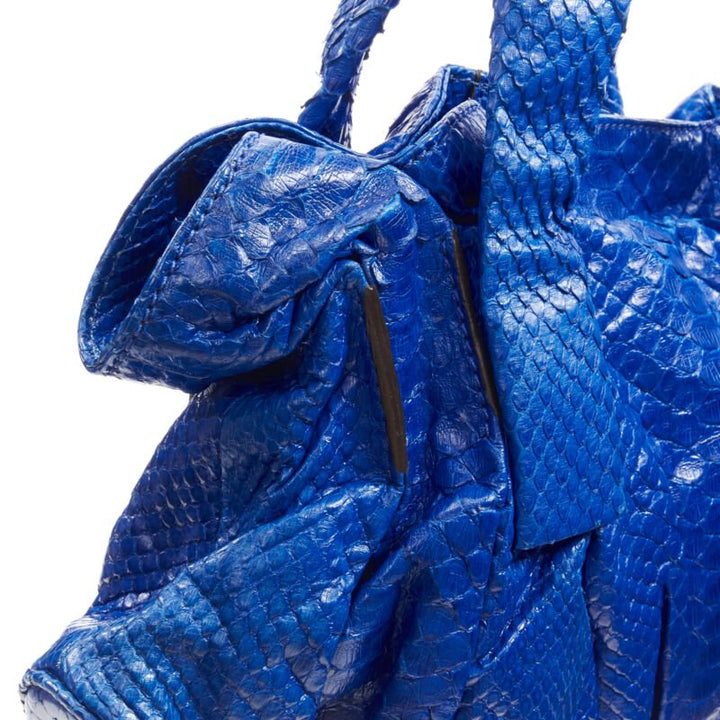 ZAGLIANI cobalt blue scaled leather dumpling top handle bag