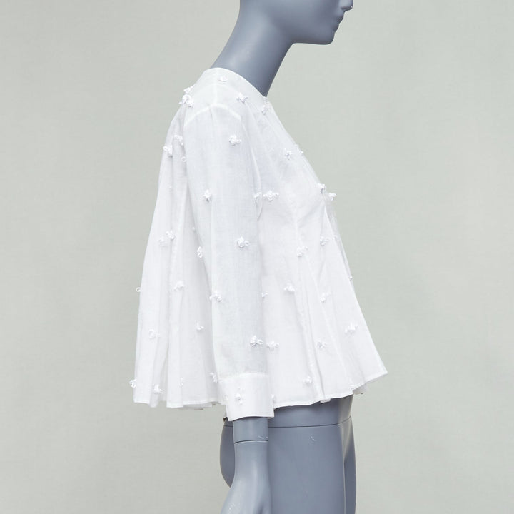 ROSIE ASSOULIN white cotton floral applique cream silk lined top S