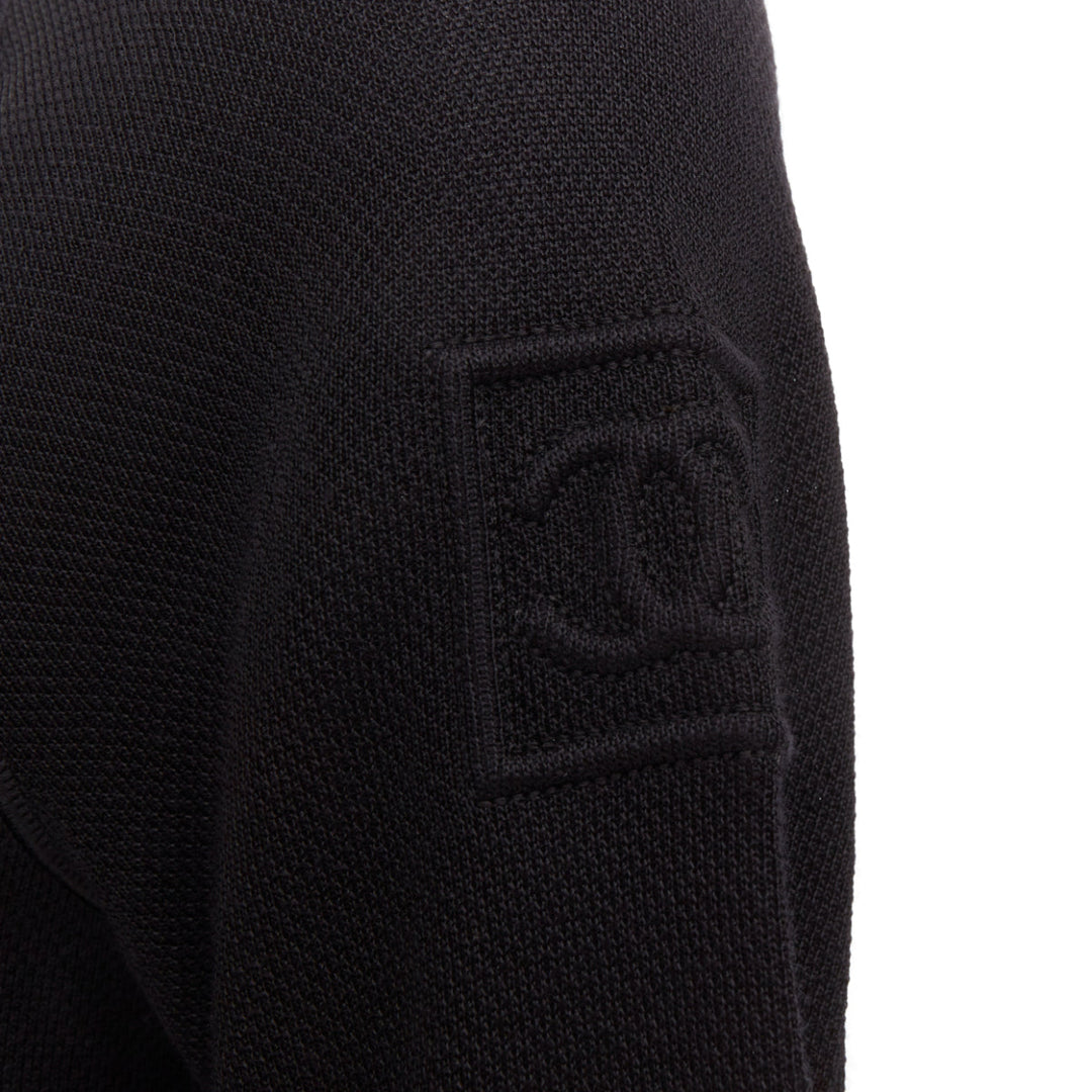 CHANEL SPORTS 09P black technical knit embroidered logo zip-up jacket FR40 L