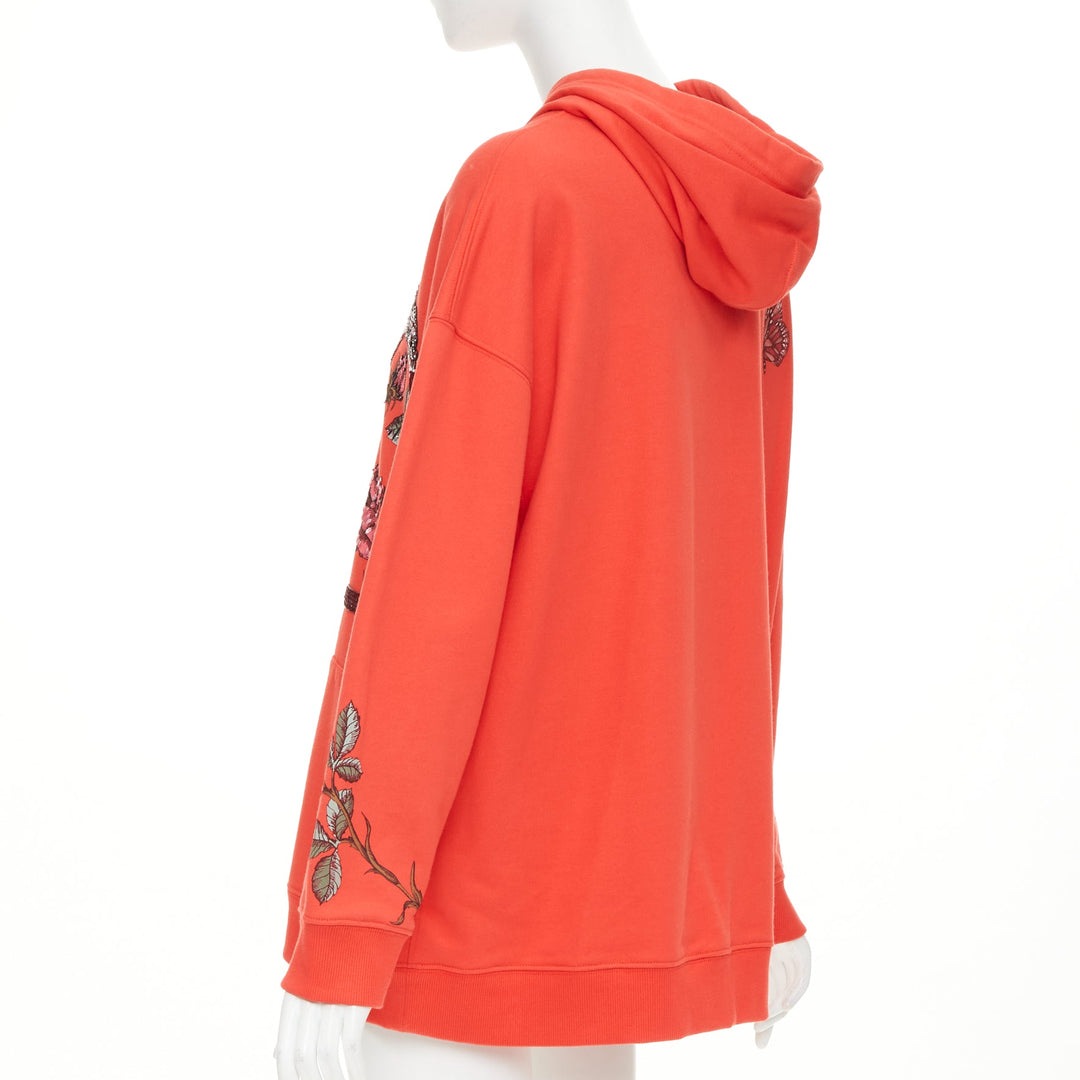 VALENTINO VLogo sequin butterfly rose embroidery oversized hoodie M