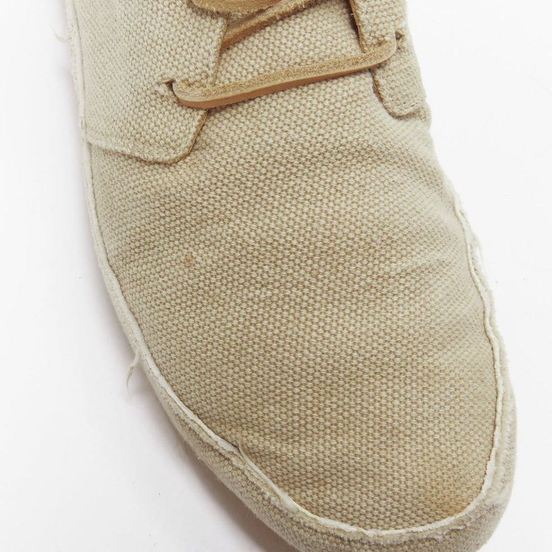 MAISON MARGIELA beige canvas leather lace up espadrille boots EU39