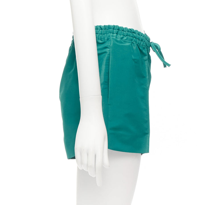 VALENTINO  100% silk Piccioli green high waist drawstring shorts IT38 XS