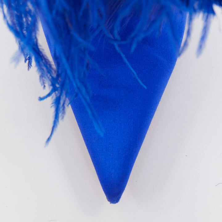 ALEXANDRE VAUTHIER COUTURE 2022 Runway Look30 cobalt blue fur fringe boots EU4
