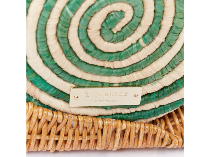 KATE SPADE Spring Forward Wicker Snail green raffia rattan crossbody clutch bag