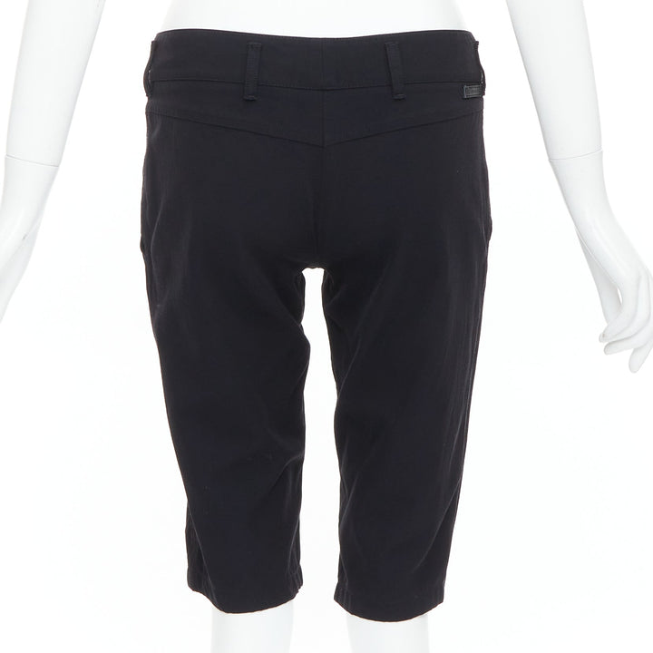 PRADA 2007 Vintage Linea Rossa black logo cropped shorts IT40 S