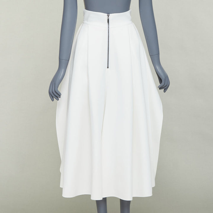 MATICEVSKI 2020 Fondness cream crepe pleated front drape hi low full skirt AU8 S