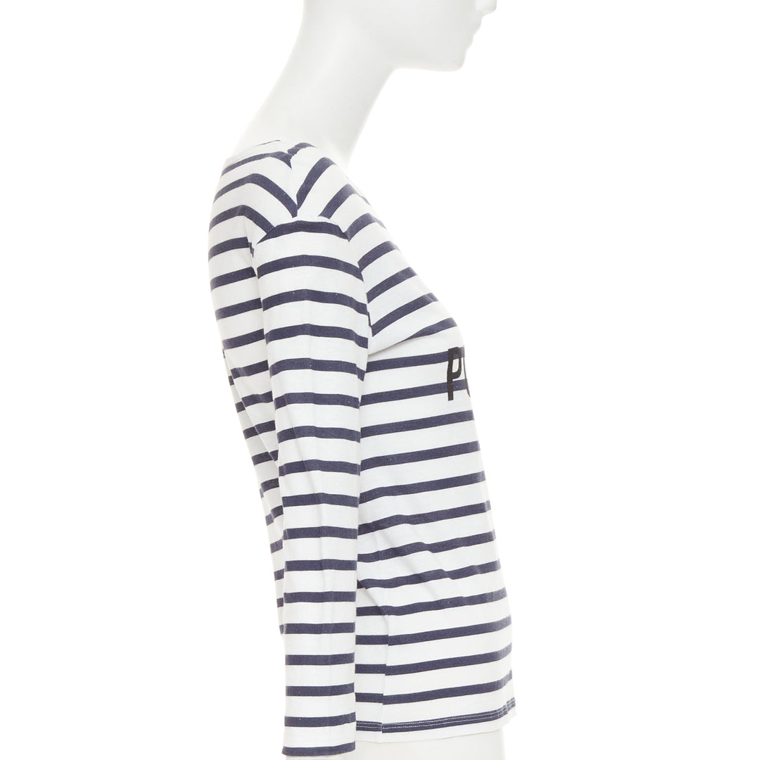 DIOR J'adior Portofino nautical navy white cotton linen mariniere tshirt M