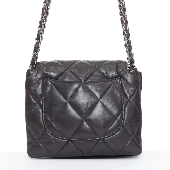 CHANEL 2010 3 Accordion Mini Flap Bag black lambskin silver CC mini bag