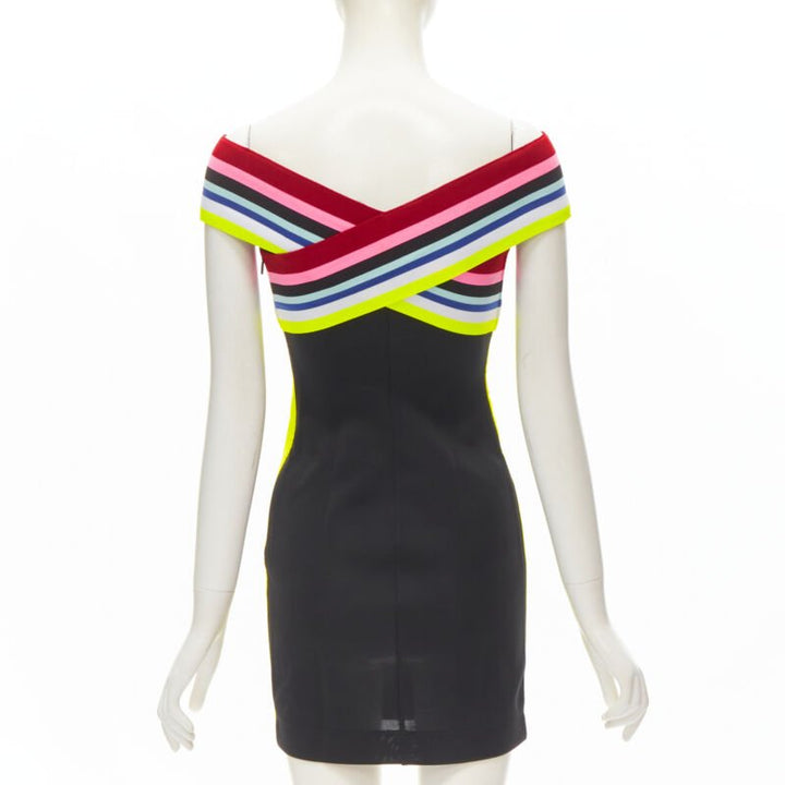 FENDI Roma Amor neon cross strap FF Zucca black bodycon dress XS