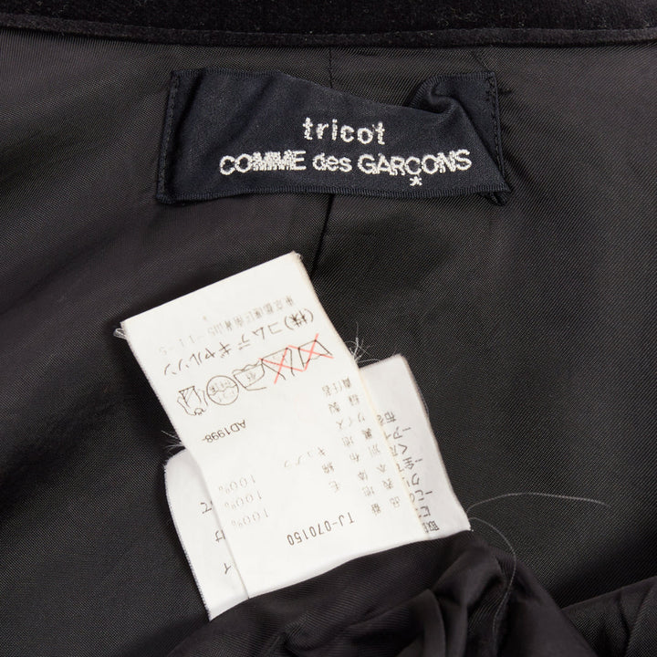 COMME DES GARCONS TRICOT 1998 Vintage black wool velvet mandarin collar jacket