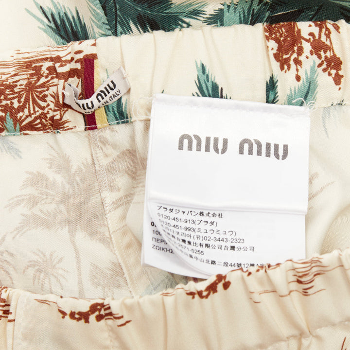 MIU MIU 2023 100% silk multicolor cream Hawaiian Surfer boxer shorts Sz1 XS