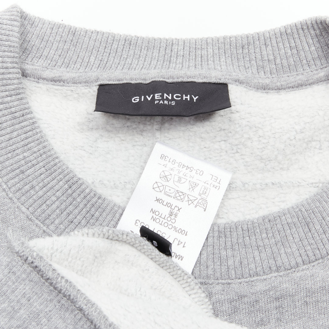 GIVENCHY Riccardo Tisci grey tribal girl graphic print cotton crew sweater S