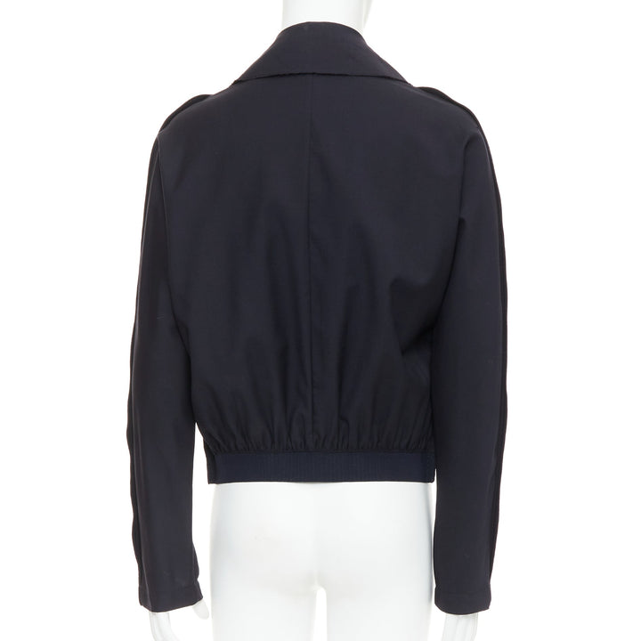 LANVIN navy wool trench coat inspired interfaced bomber jacket FR48 M