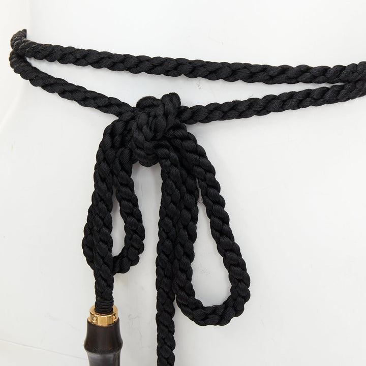 GUCCI 2011 Runway black braided cord rope bamboo tassel selfwrap accessory belt