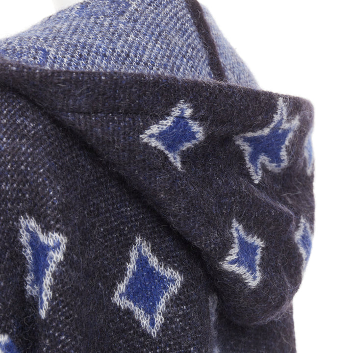 SAINT LAURENT Hedi Slimane 2016 super kid mohair navy star intarsia cardigan XS