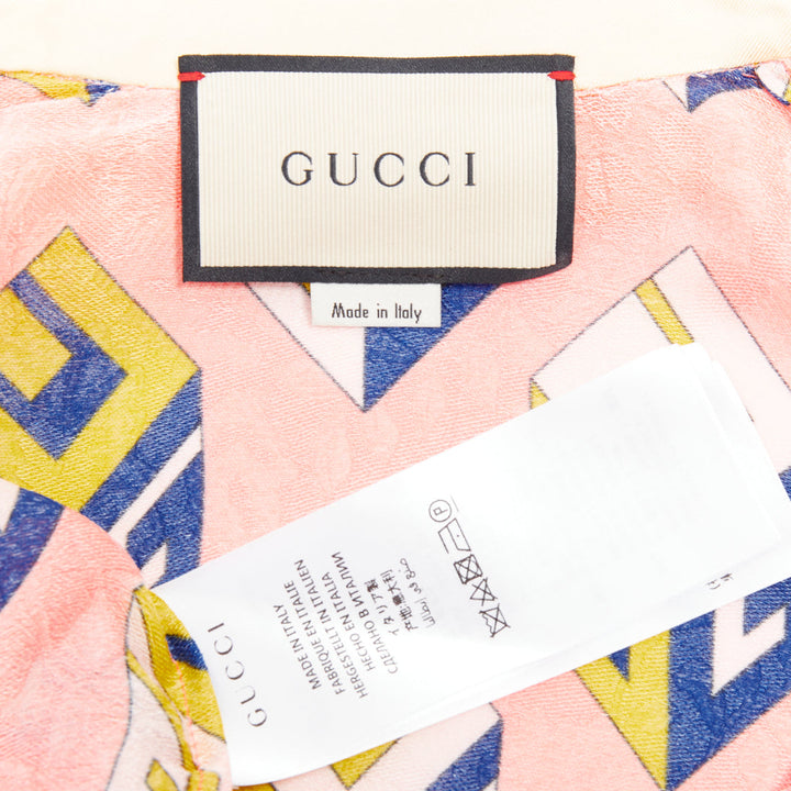 GUCCI Alessandro Michele 2017 pink geometric vintage G print blouse IT38 XS