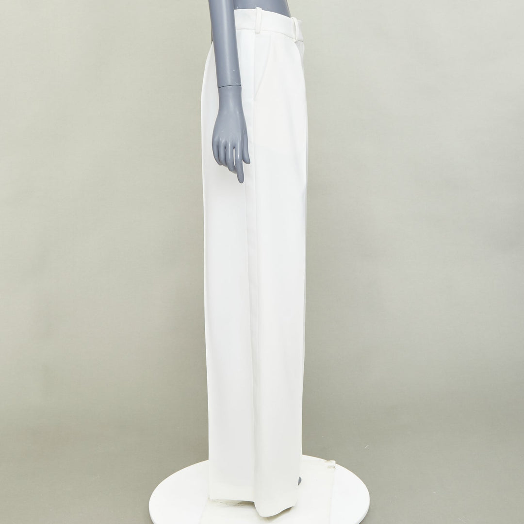 ALEXANDRE VAUTHIER white satin trim pleated front wide pants FR36 S