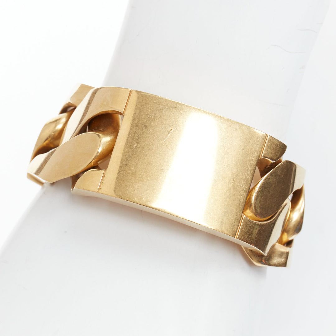 rare OLD CELINE Phoebe Philo gold ID chunky chain cuff bracelet