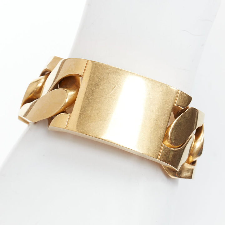 rare OLD CELINE Phoebe Philo gold ID chunky chain cuff bracelet