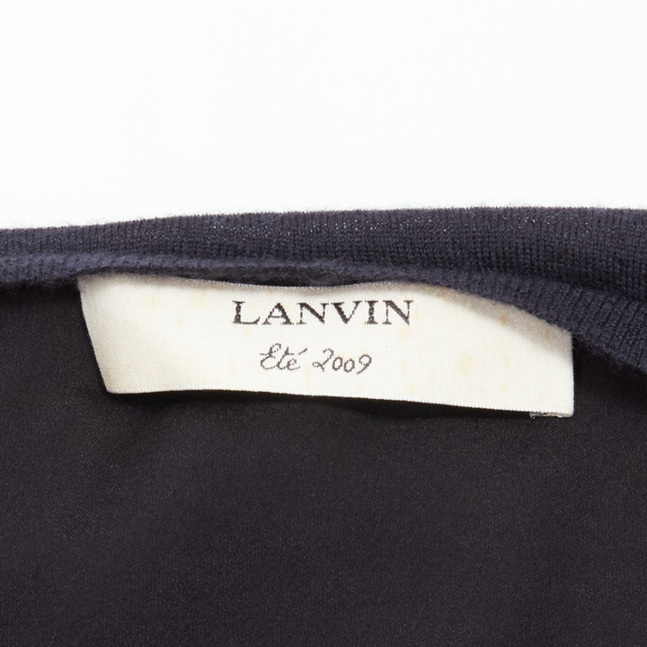 LANVIN 2009 100% cashmere silk contrast black layered tunic top FR34 XS