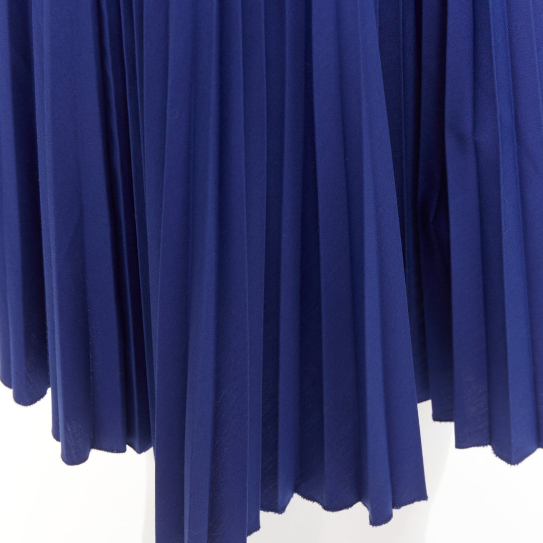 PRADA 2014 royal blue ribbed waistband accordion pleated tennis skirt IT38 XS