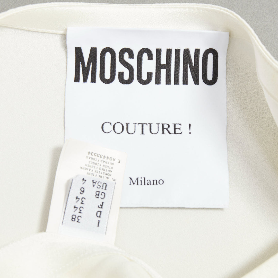 MOSCHINO Jeremy Scott Dry Cleaning Receipt print rayon tshirt dress IT38 XS