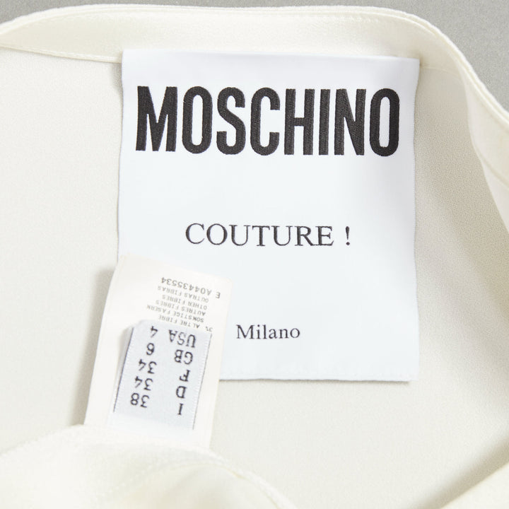 MOSCHINO Jeremy Scott Dry Cleaning Receipt print rayon tshirt dress IT38 XS