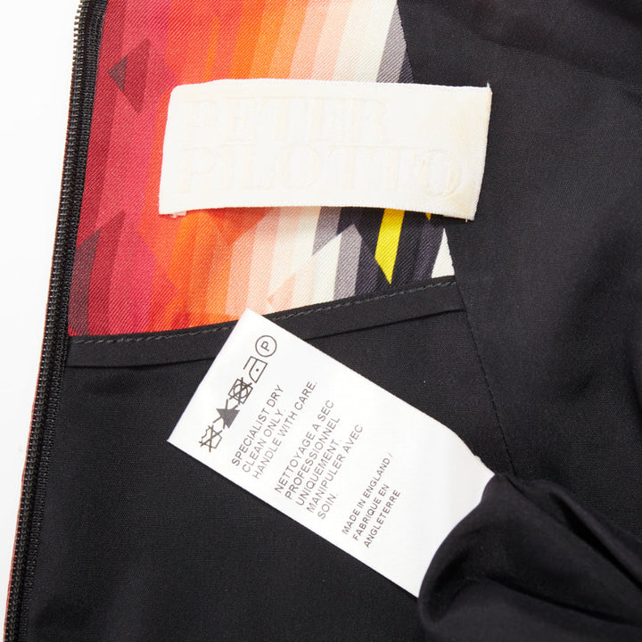 PETER PILOTTO Runway multicolor silk blend geometric digital print dress UK8 S