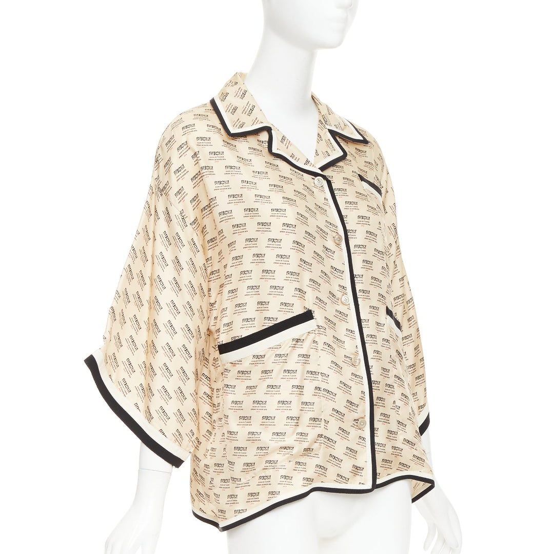GUCCI GARDEN 2018 Guccify silk beige invite stamp print monogram pajama sh