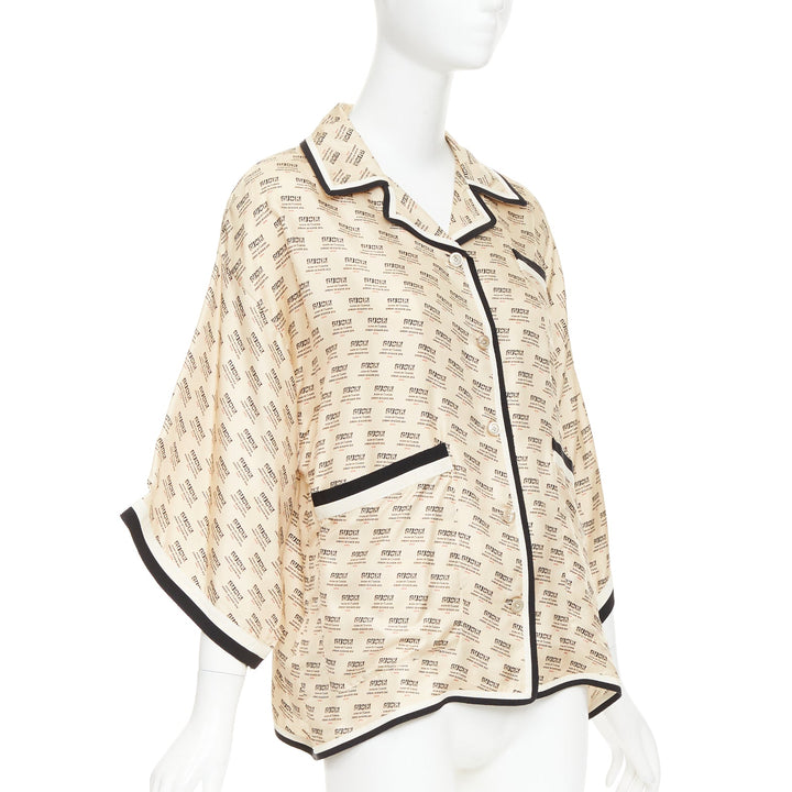 GUCCI GARDEN 2018 Guccify silk beige invite stamp print monogram pajama sh