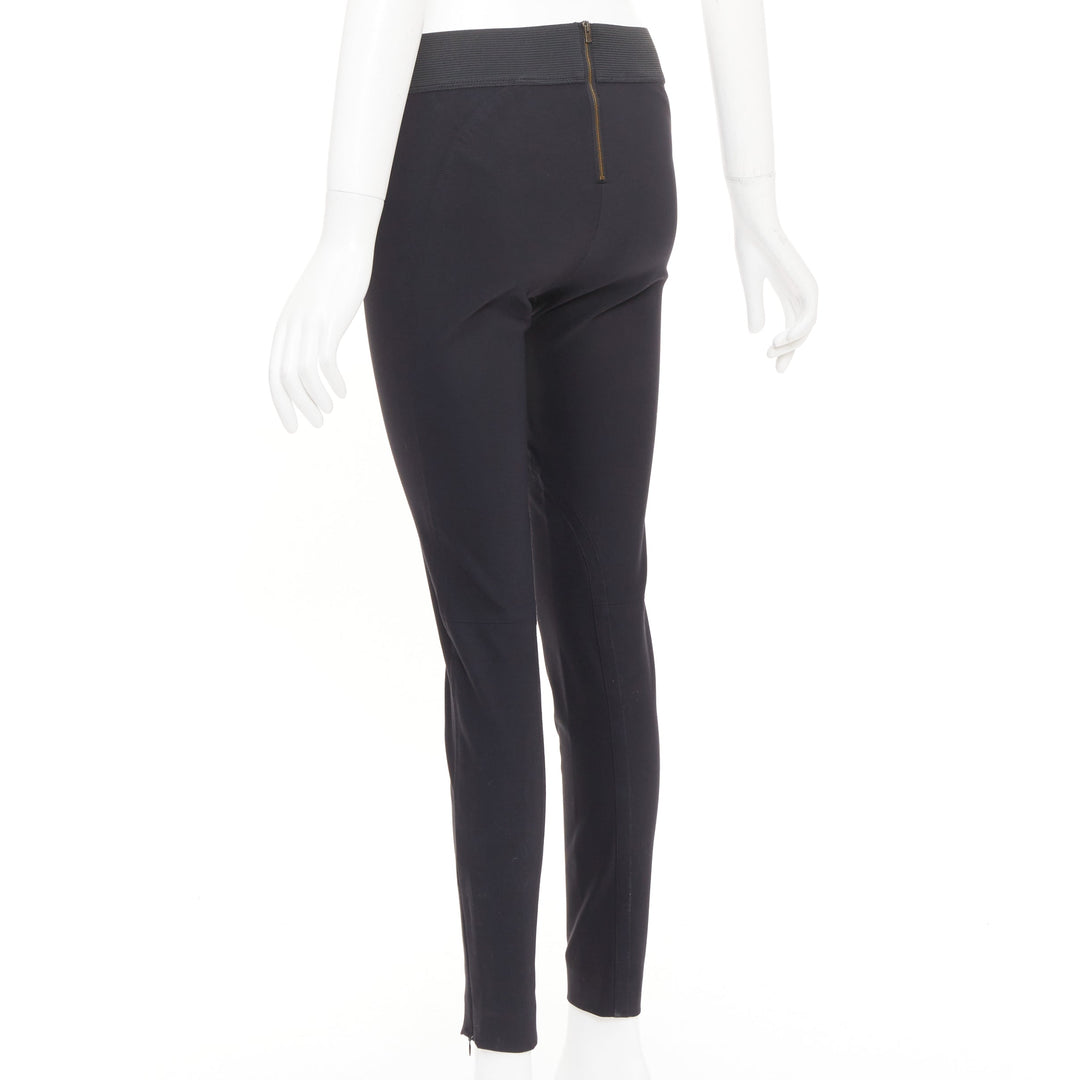STELLA MCCARTNEY black cotton blend elastic waist legging pants IT 36 XXS