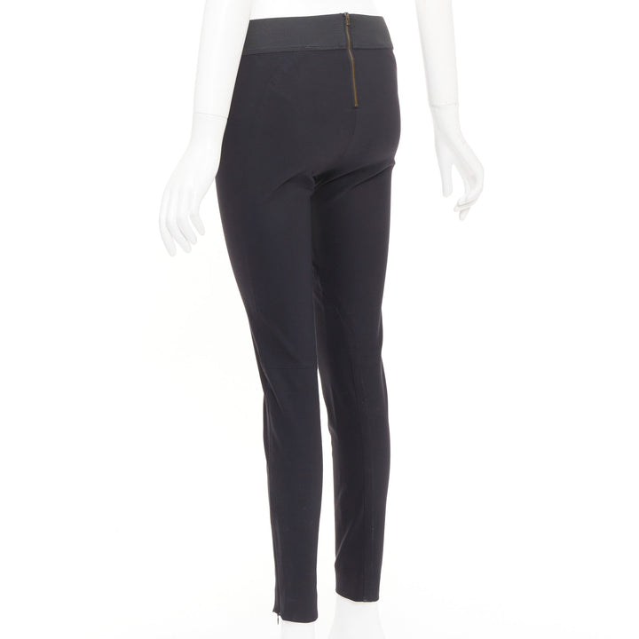 STELLA MCCARTNEY black cotton blend elastic waist legging pants IT 36 XXS