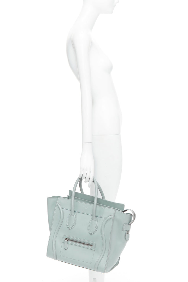 OLD CELINE Luggage Medium pastel blue leather tote bag