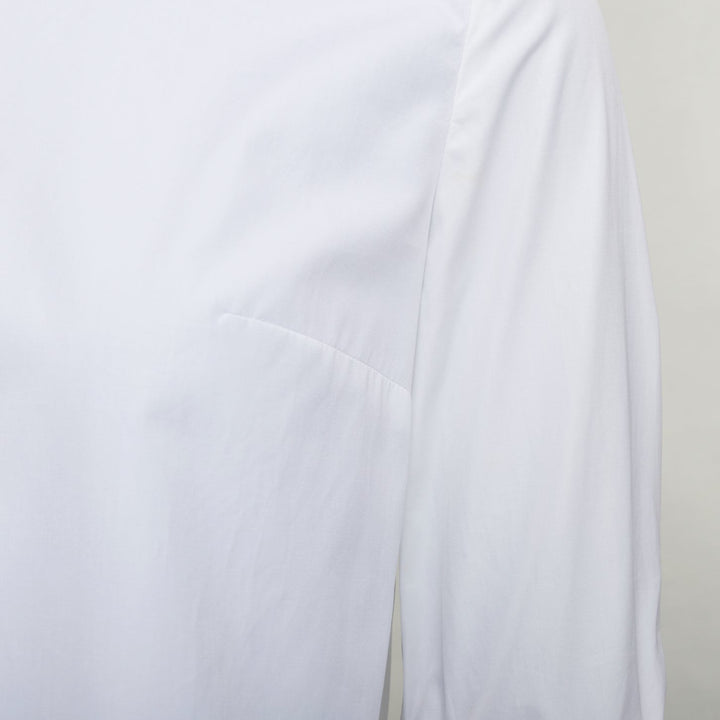 ROKSANDA cream cotton fit flare ruffled cuff fitted crew neck shirt UK6 XS