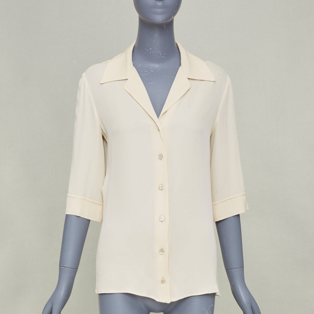 GUCCI 2017 GUCCIFY printed back cream viscose silk short sleeve shirt IT40 S